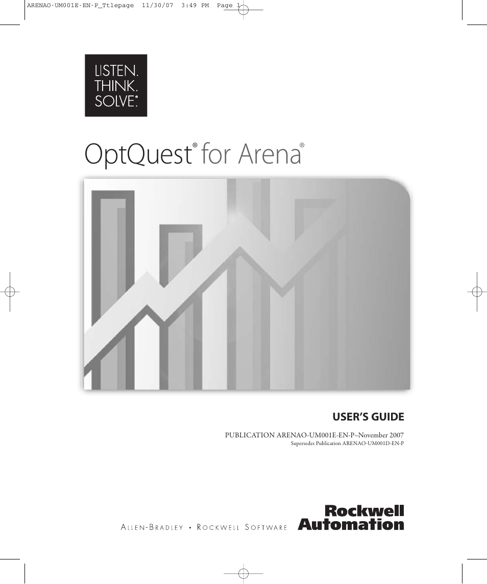 Rockwell Automation Arena OptQuest Users Guide User Manual | 54 pages