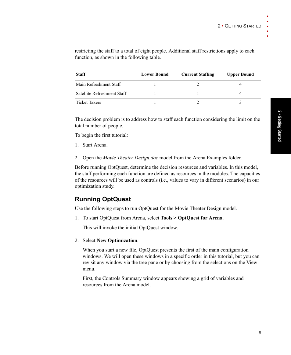 Running optquest | Rockwell Automation Arena OptQuest Users Guide User Manual | Page 13 / 54
