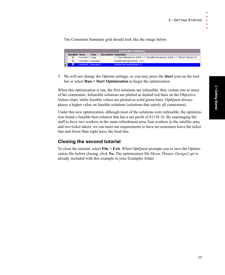 Closing the second tutorial | Rockwell Automation Arena OptQuest Users Guide User Manual | Page 21 / 54