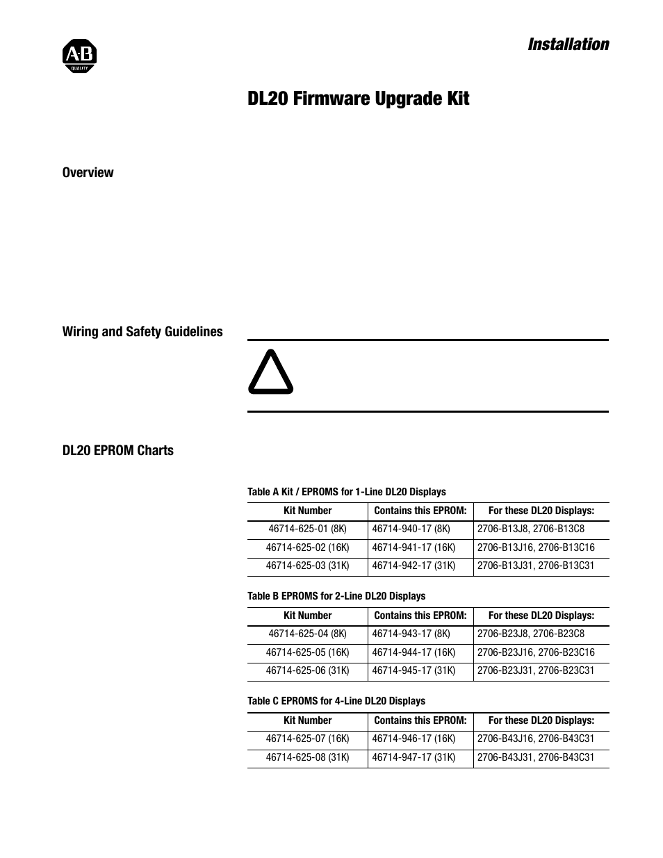 Rockwell Automation 2706 DL20 Firmware Upgrade Kit User Manual | 2 pages