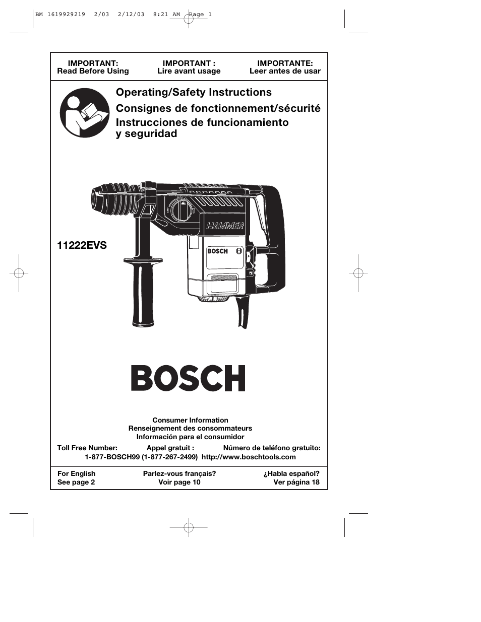 Bosch 11222EVS User Manual | 28 pages