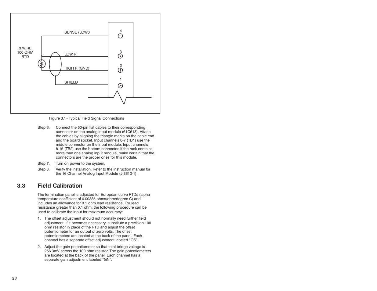 3 field calibration | Rockwell Automation 61C615 RTD Termination Panel User Manual | Page 12 / 26