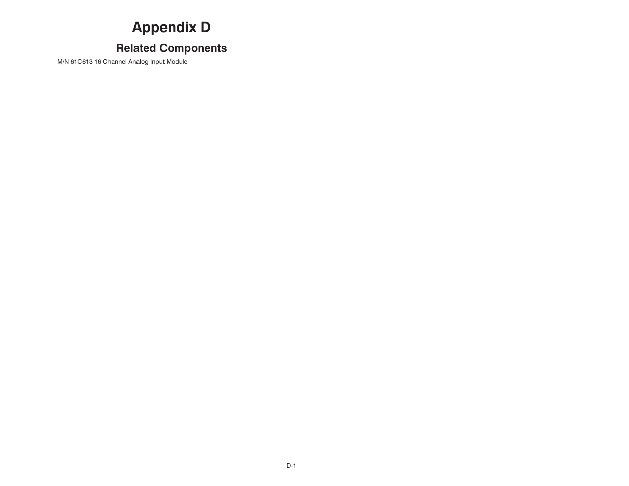 D related components, Appendix d | Rockwell Automation 61C615 RTD Termination Panel User Manual | Page 23 / 26