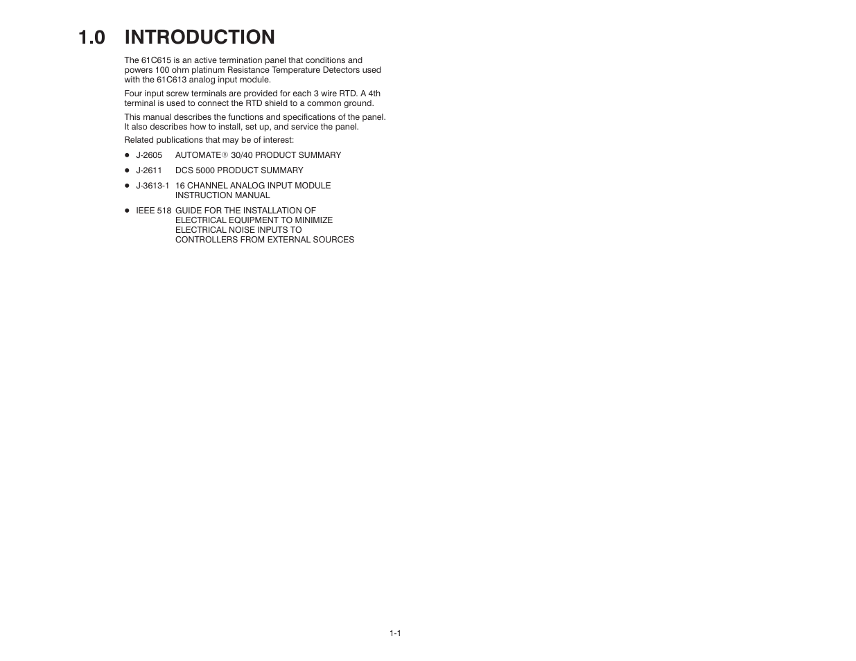 0 introduction | Rockwell Automation 61C615 RTD Termination Panel User Manual | Page 7 / 26