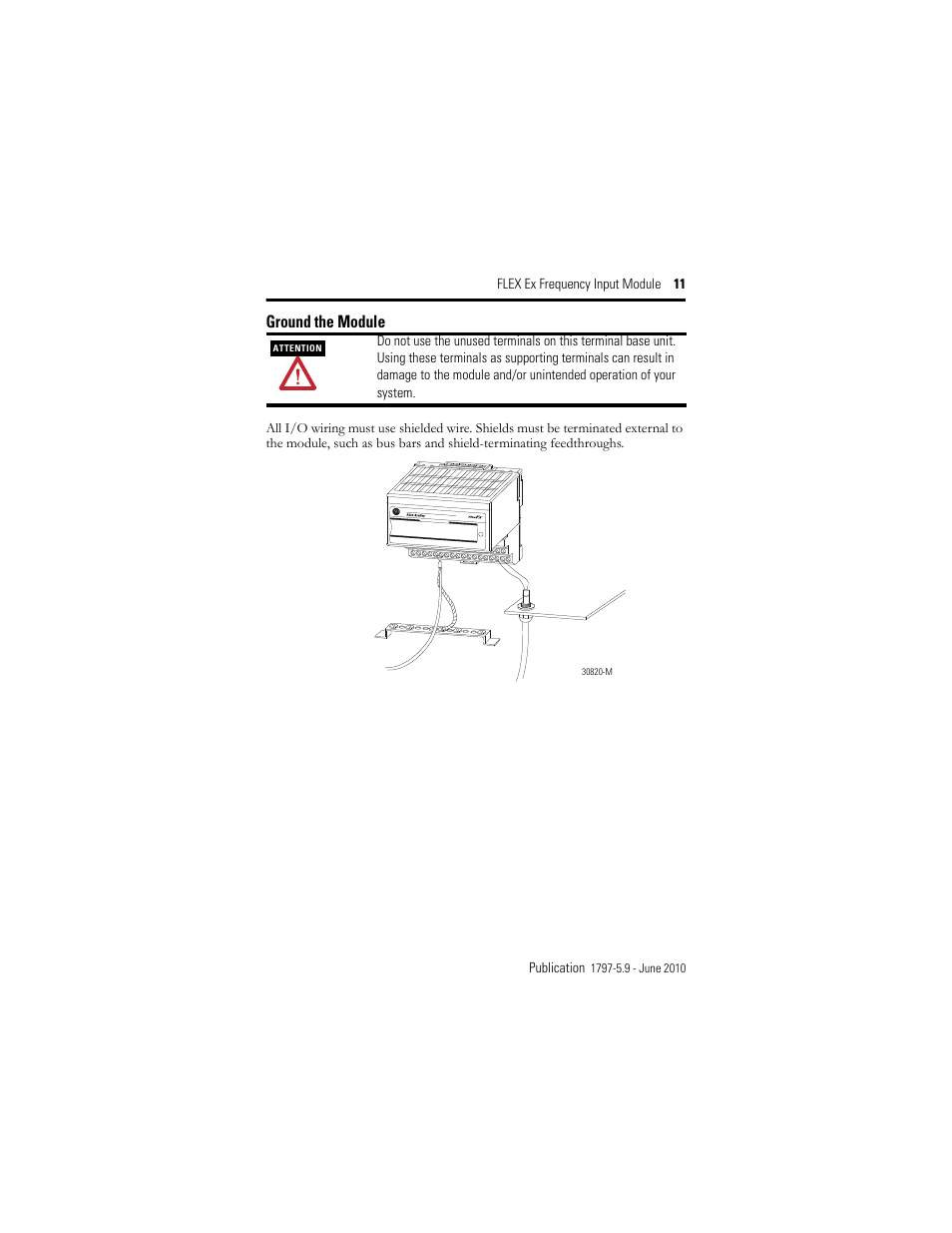 Ground the module | Rockwell Automation 1797-IJ2 FLEX Ex Frequency Input Module User Manual | Page 11 / 32