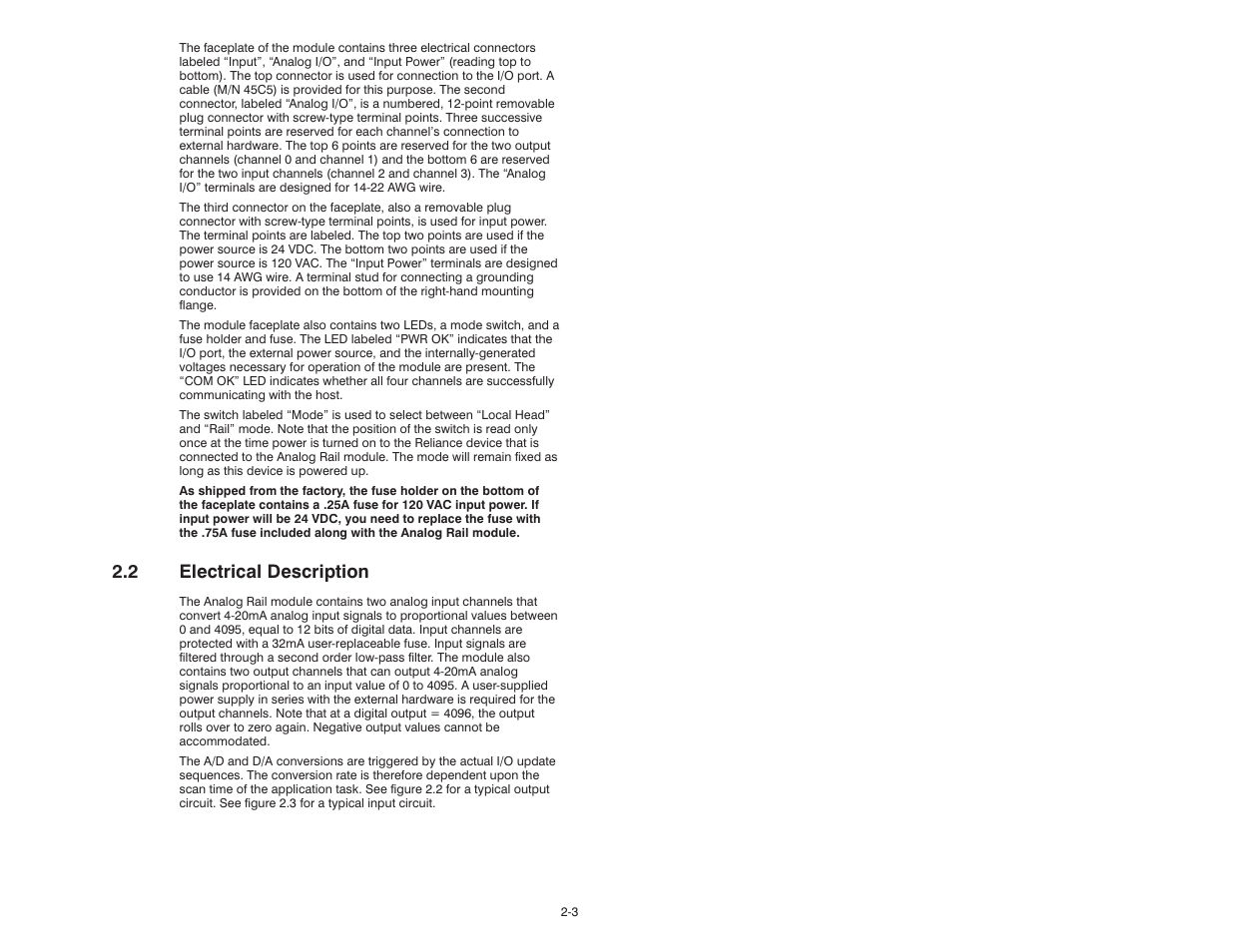 2 electrical description | Rockwell Automation 61C351 2-In/2-Out 4-20 mA Analog Rail Module User Manual | Page 13 / 52
