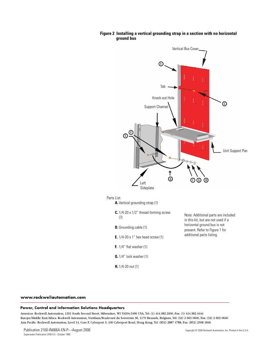 Rockwell Automation 2100 CENTERLINE MCC Installing a Vertical Grounding Strap User Manual | Page 4 / 4