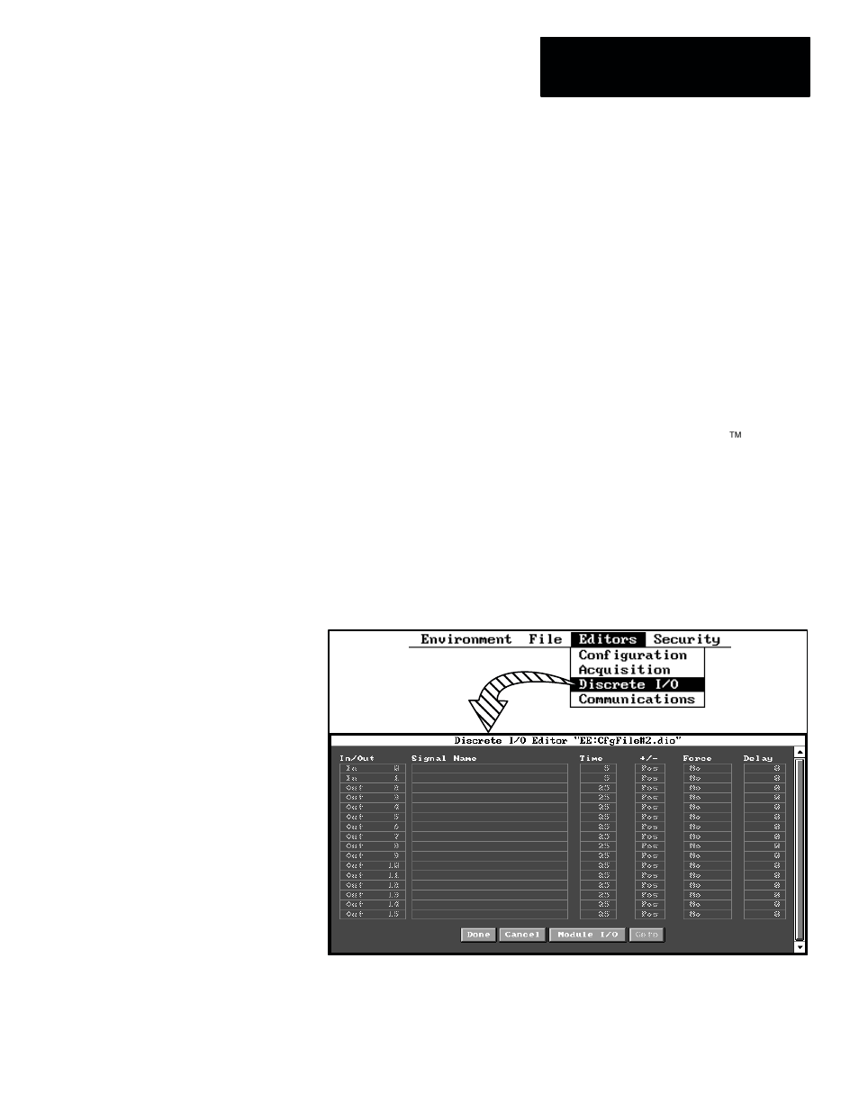 9 - discrete i/o assignments, Discrete i/o editor panel: general information, Discrete i/o assignments | Rockwell Automation 5370-CVIM2 Module User Manual | Page 464 / 564