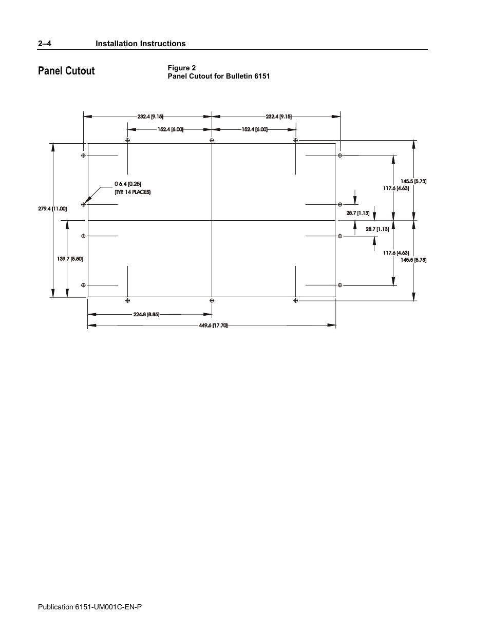 Panel cutout, Panel cutout -4 | Rockwell Automation 6151 Industrial Computer User Manual | Page 14 / 32