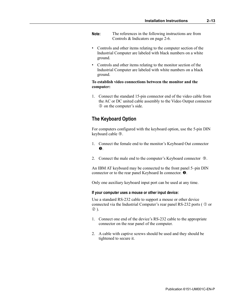 The keyboard option | Rockwell Automation 6151 Industrial Computer User Manual | Page 23 / 32