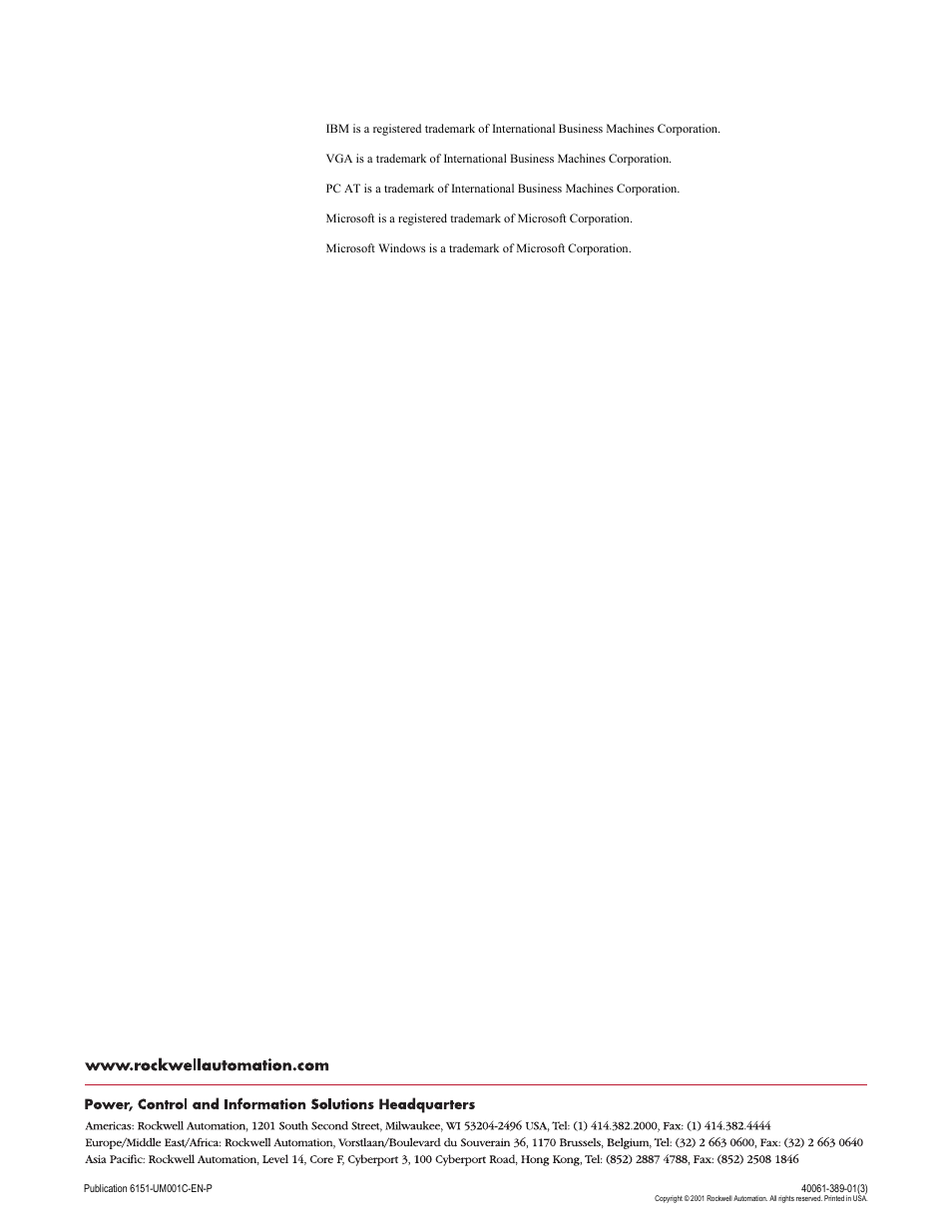 Back cover | Rockwell Automation 6151 Industrial Computer User Manual | Page 32 / 32