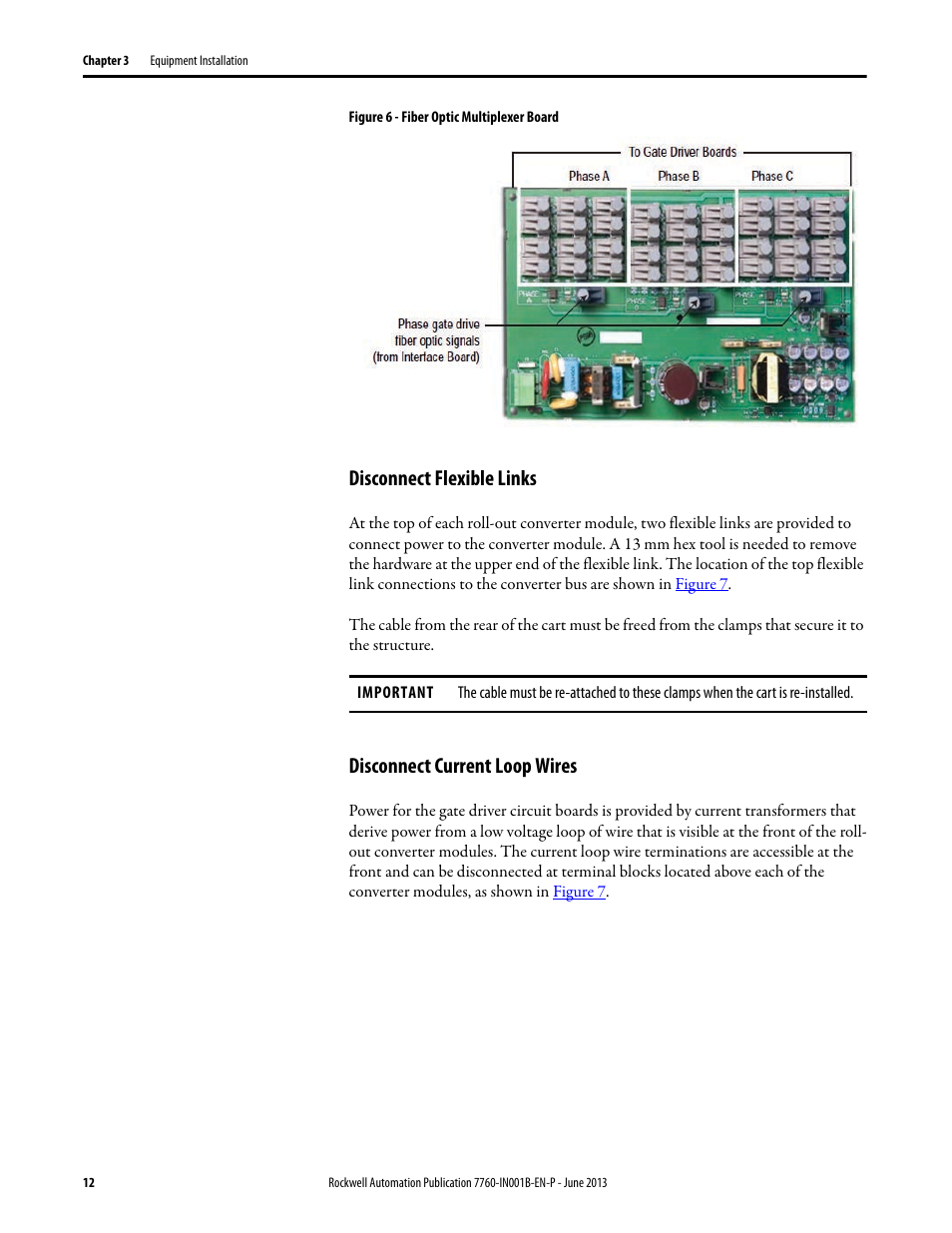 Disconnect flexible links, Disconnect current loop wires, Figure 6 | Rockwell Automation 7763 OneGear MV SMC Flex Solid-State Motor Controller User Manual | Page 14 / 44