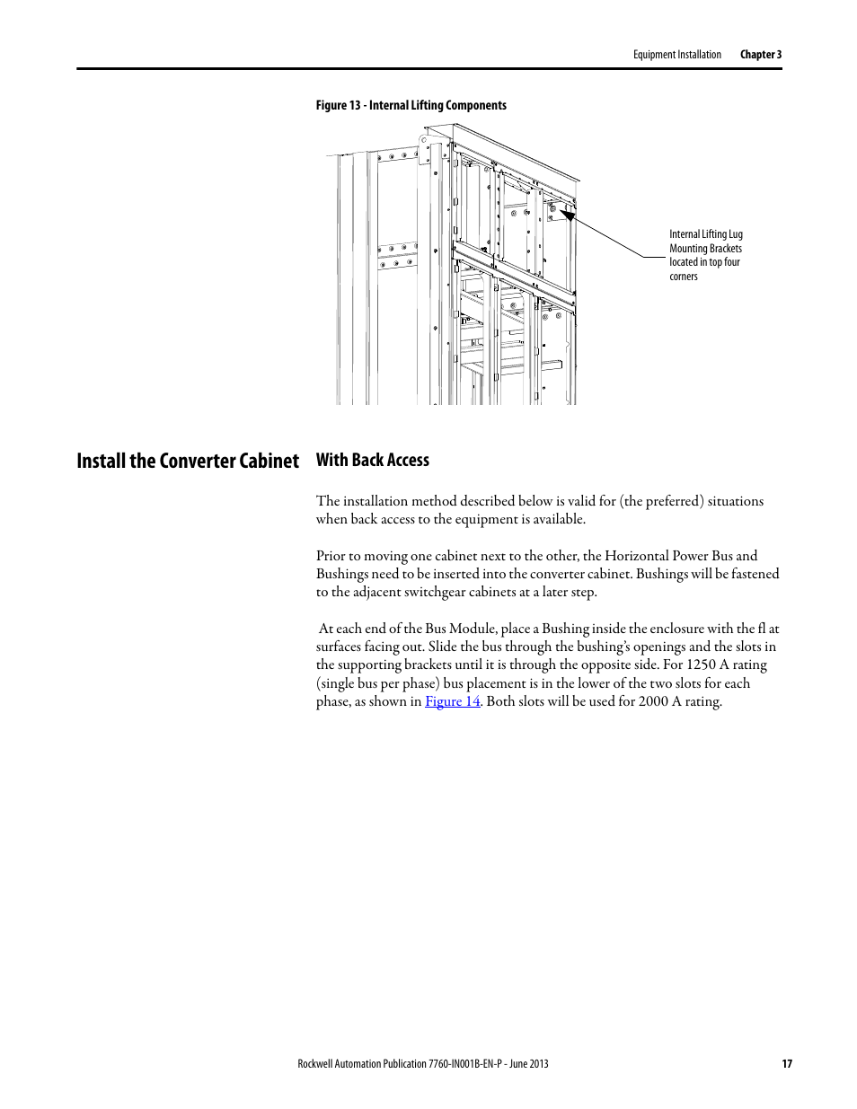 Install the converter cabinet, With back access | Rockwell Automation 7763 OneGear MV SMC Flex Solid-State Motor Controller User Manual | Page 19 / 44