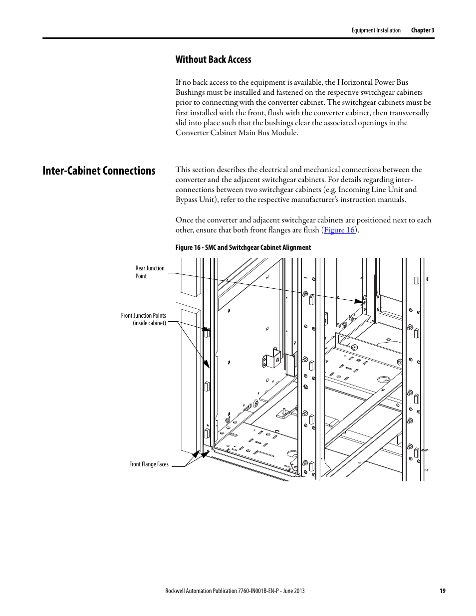 Without back access, Inter-cabinet connections | Rockwell Automation 7763 OneGear MV SMC Flex Solid-State Motor Controller User Manual | Page 21 / 44