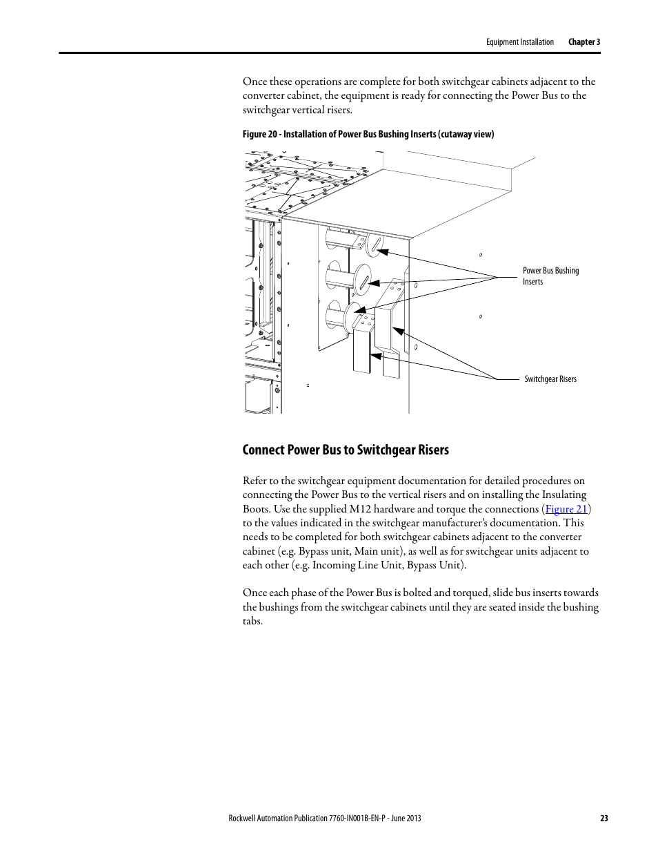 Connect power bus to switchgear risers | Rockwell Automation 7763 OneGear MV SMC Flex Solid-State Motor Controller User Manual | Page 25 / 44