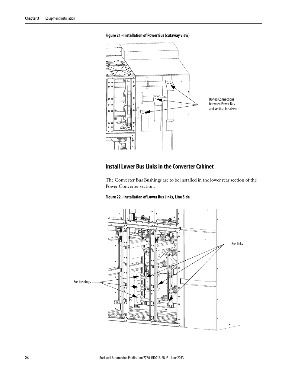 Install lower bus links in the converter cabinet | Rockwell Automation 7763 OneGear MV SMC Flex Solid-State Motor Controller User Manual | Page 26 / 44