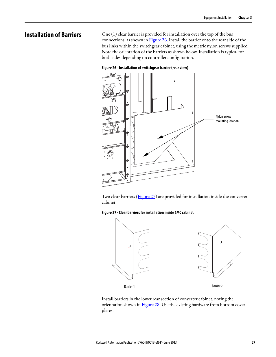 Installation of barriers | Rockwell Automation 7763 OneGear MV SMC Flex Solid-State Motor Controller User Manual | Page 29 / 44
