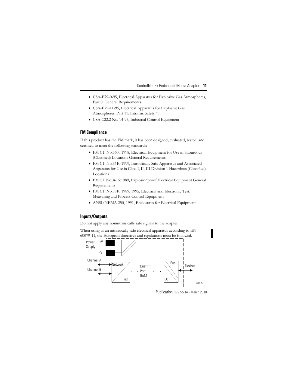 Inputs/outputs | Rockwell Automation 1797-ACNR15 ControlNet Ex Redundant Media Adapter User Manual | Page 11 / 32