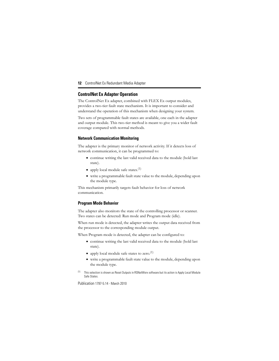 Controlnet ex adapter operation | Rockwell Automation 1797-ACNR15 ControlNet Ex Redundant Media Adapter User Manual | Page 12 / 32