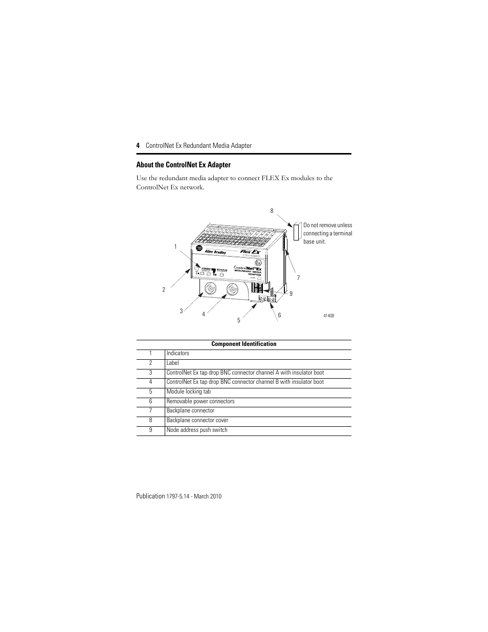 About the controlnet ex adapter | Rockwell Automation 1797-ACNR15 ControlNet Ex Redundant Media Adapter User Manual | Page 4 / 32