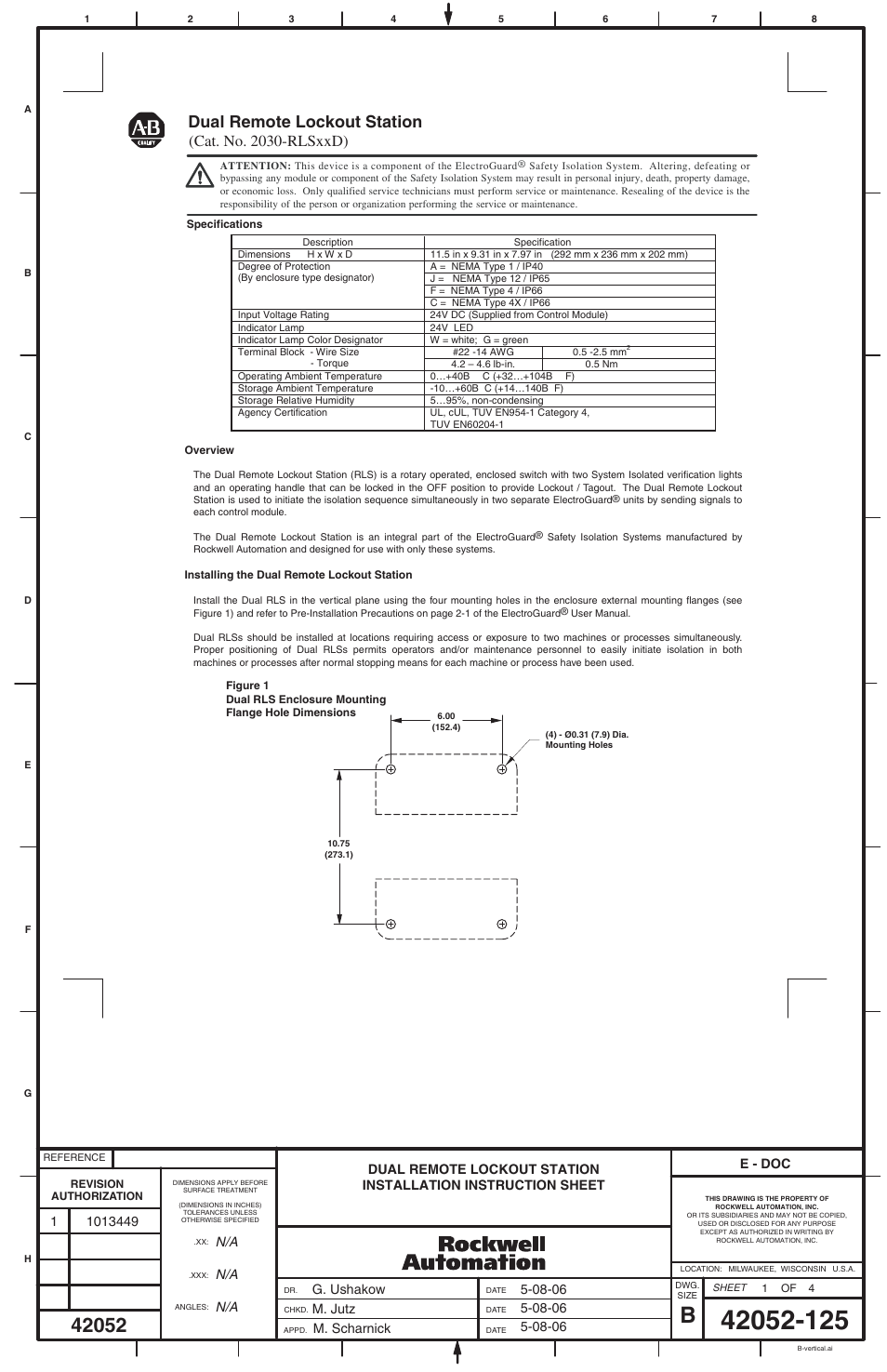 Rockwell Automation 2030-RLS_ _D Dual Remote Lockout Station User Manual | 4 pages