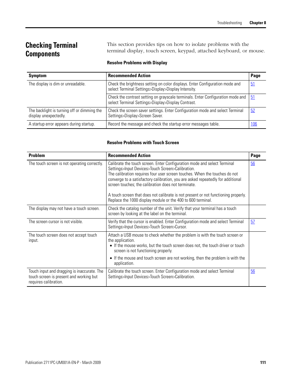 Checking terminal components | Rockwell Automation 2711PC-xxxx PanelView Plus Compact User Manual User Manual | Page 111 / 132