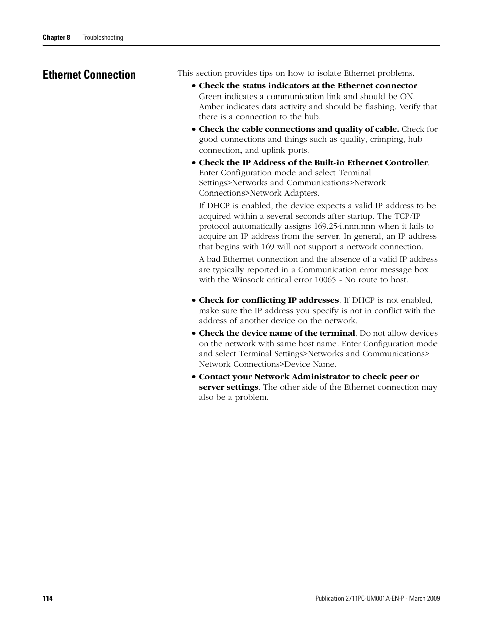 Ethernet connection | Rockwell Automation 2711PC-xxxx PanelView Plus Compact User Manual User Manual | Page 114 / 132