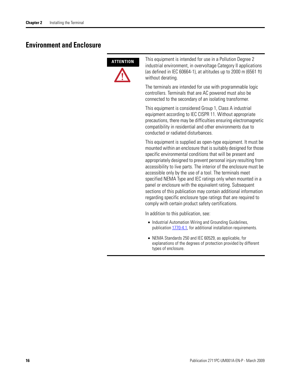Environment and enclosure | Rockwell Automation 2711PC-xxxx PanelView Plus Compact User Manual User Manual | Page 16 / 132