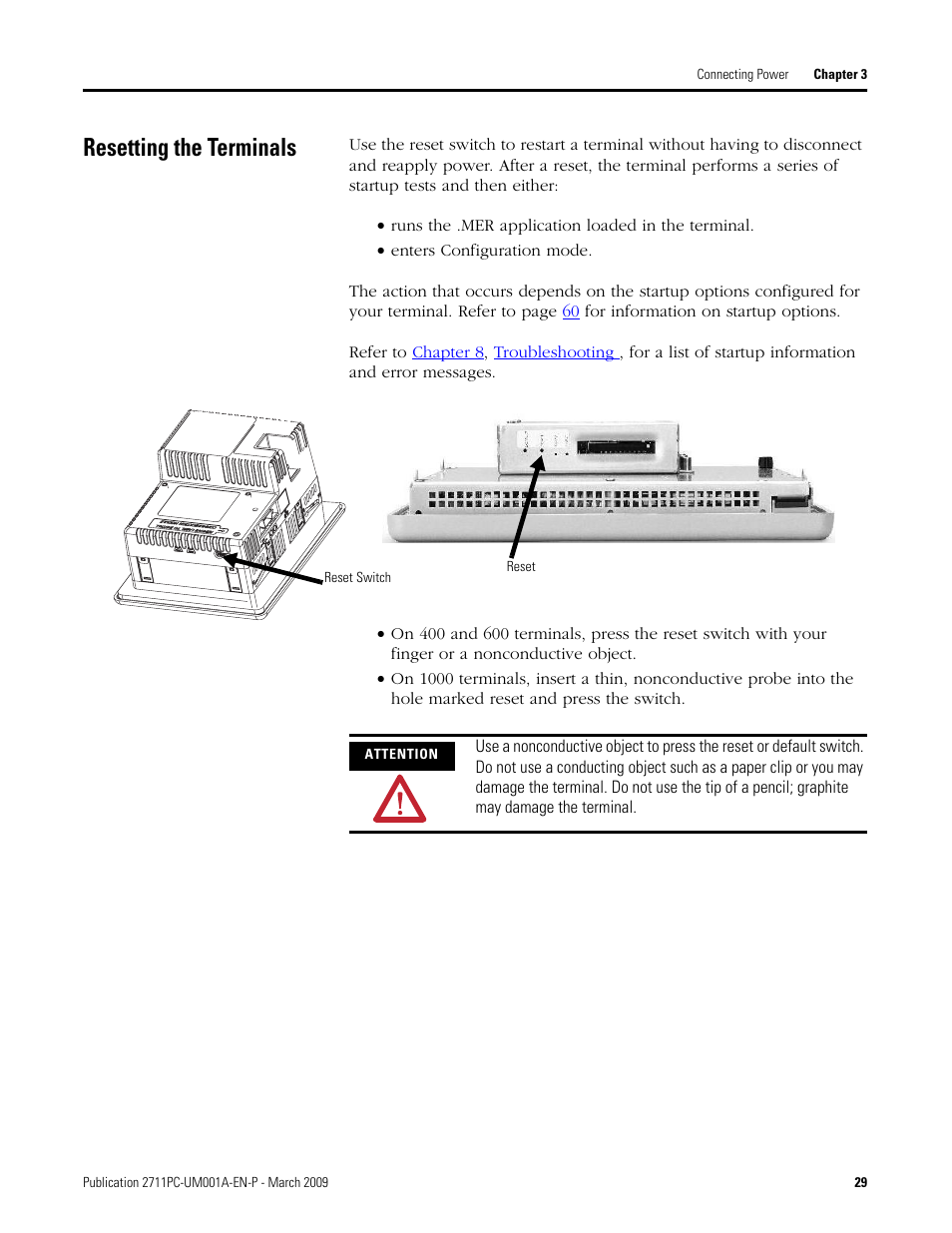Resetting the terminals | Rockwell Automation 2711PC-xxxx PanelView Plus Compact User Manual User Manual | Page 29 / 132
