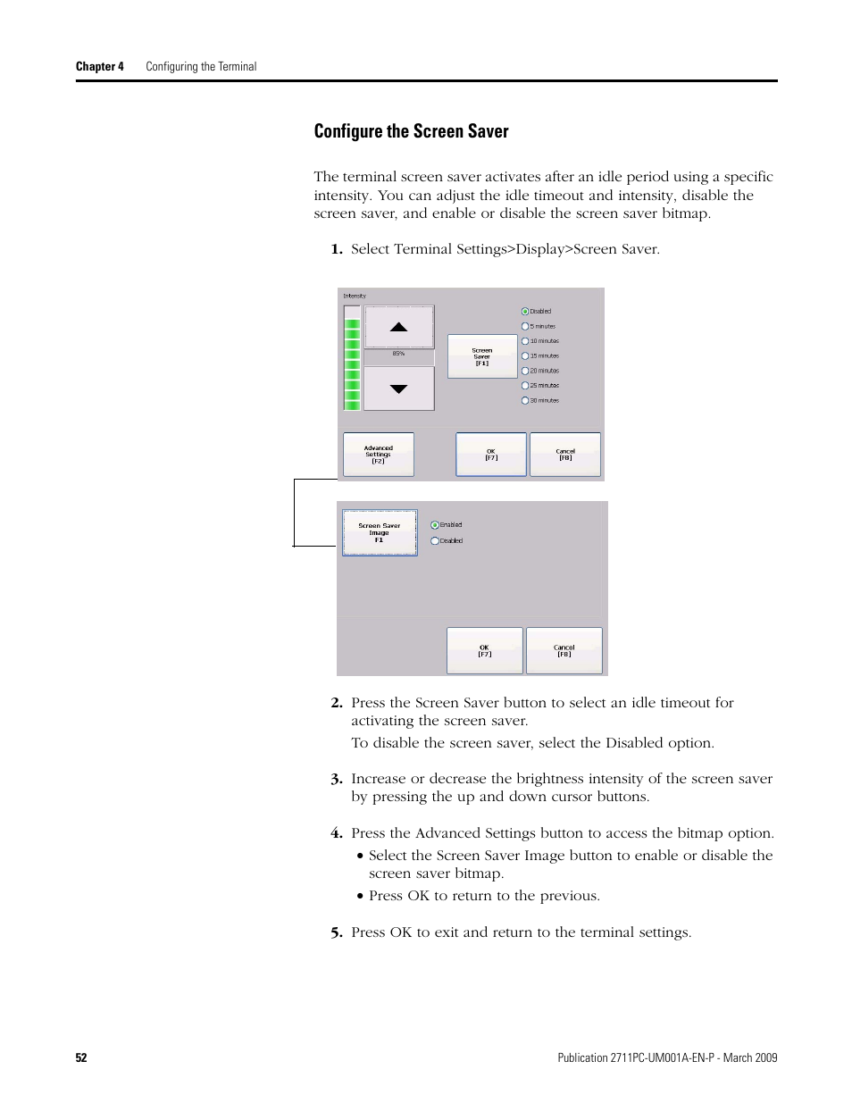 Configure the screen saver | Rockwell Automation 2711PC-xxxx PanelView Plus Compact User Manual User Manual | Page 52 / 132