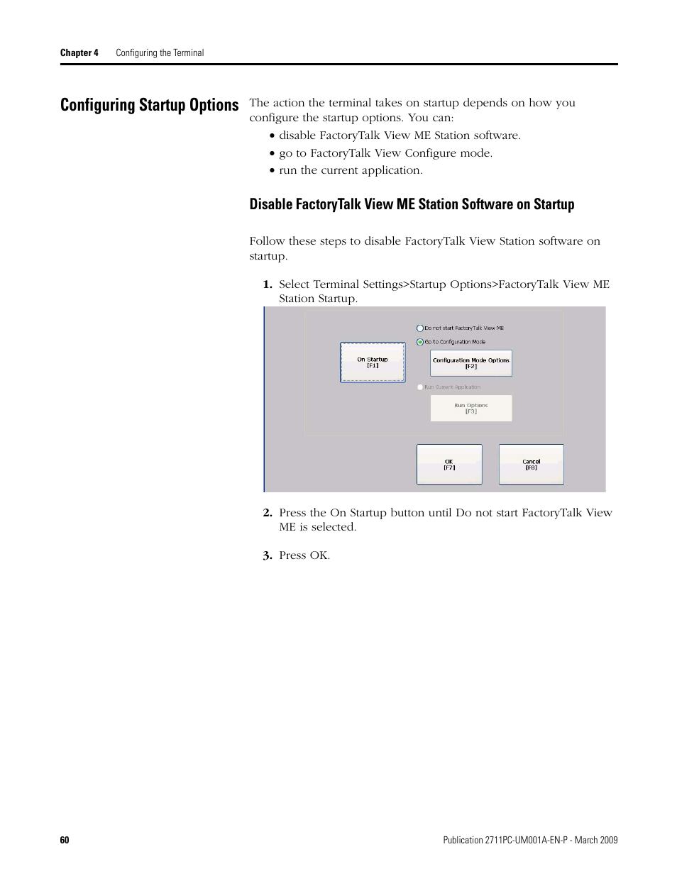 Configuring startup options, For info | Rockwell Automation 2711PC-xxxx PanelView Plus Compact User Manual User Manual | Page 60 / 132