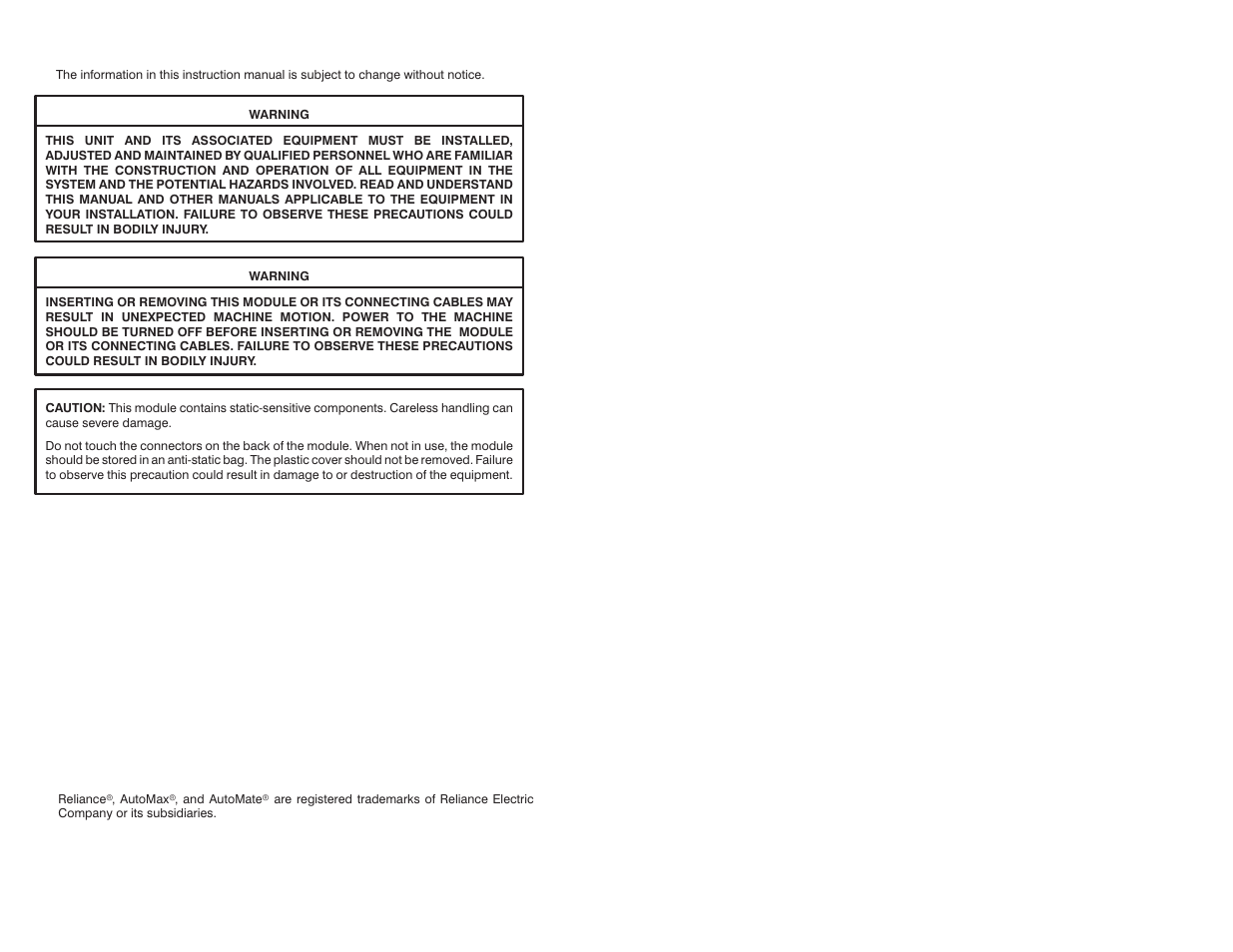 Warning notices | Rockwell Automation 61C501 AutoMax/AutoMate 115V Input Module User Manual | Page 2 / 38