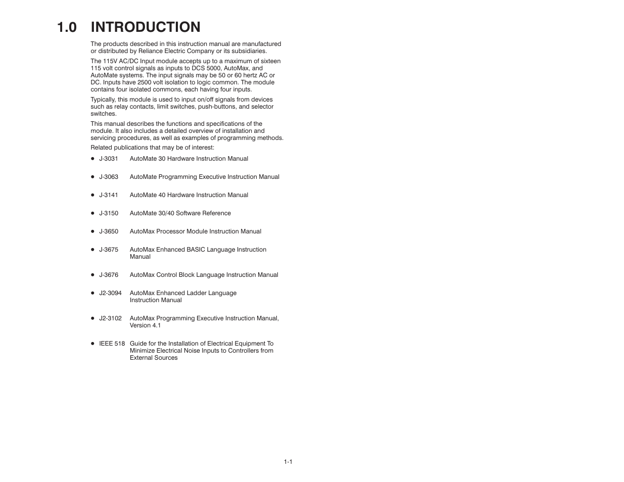 0 introduction | Rockwell Automation 61C501 AutoMax/AutoMate 115V Input Module User Manual | Page 7 / 38