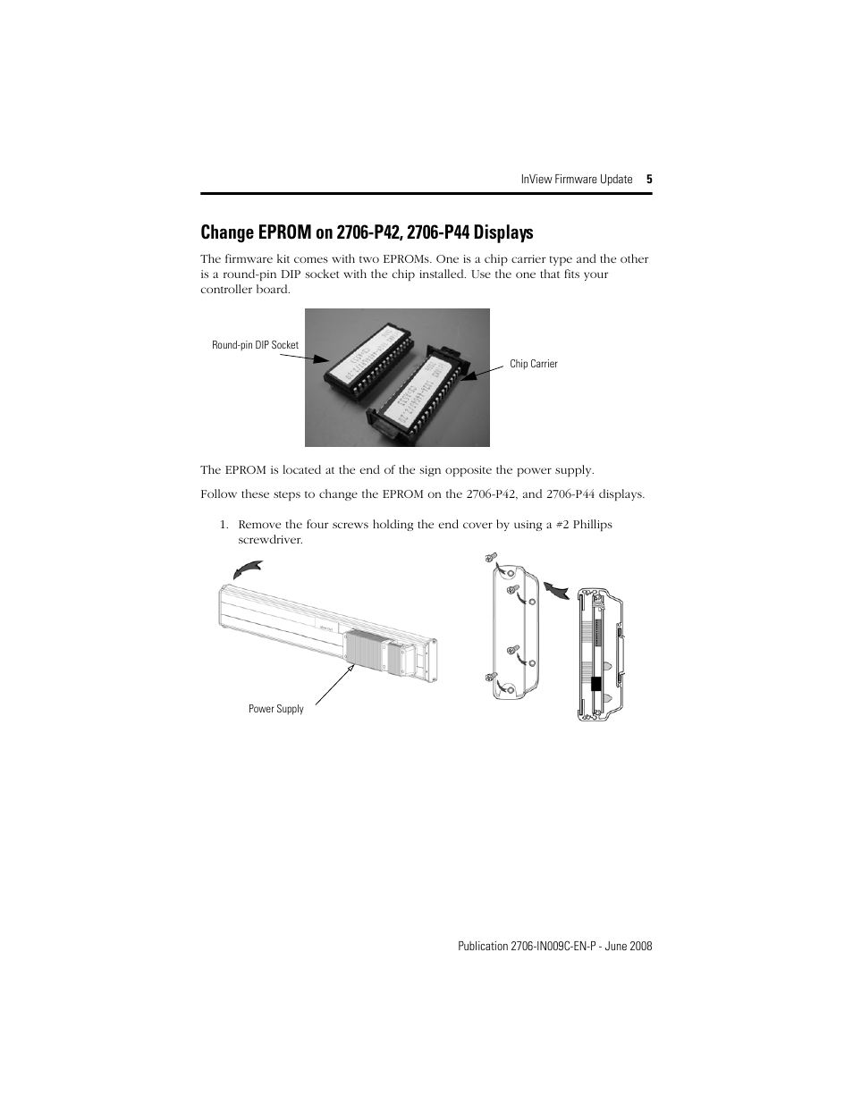 Change eprom on 2706-p42, 2706-p44 displays | Rockwell Automation 2706-P72_P74_P42_P44 Inview Display Firmware Upgrade User Manual | Page 5 / 8