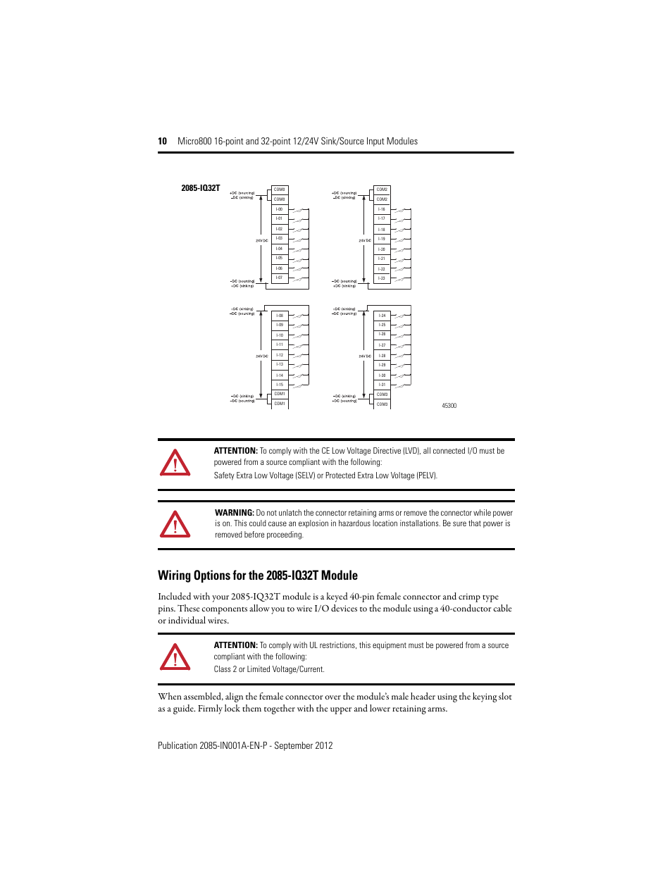 Wiring options for the 2085-iq32t module | Rockwell Automation 2085-IQ16_IQ32T 24V DC 16 and 32 Sink/Source Input Modules User Manual | Page 10 / 16
