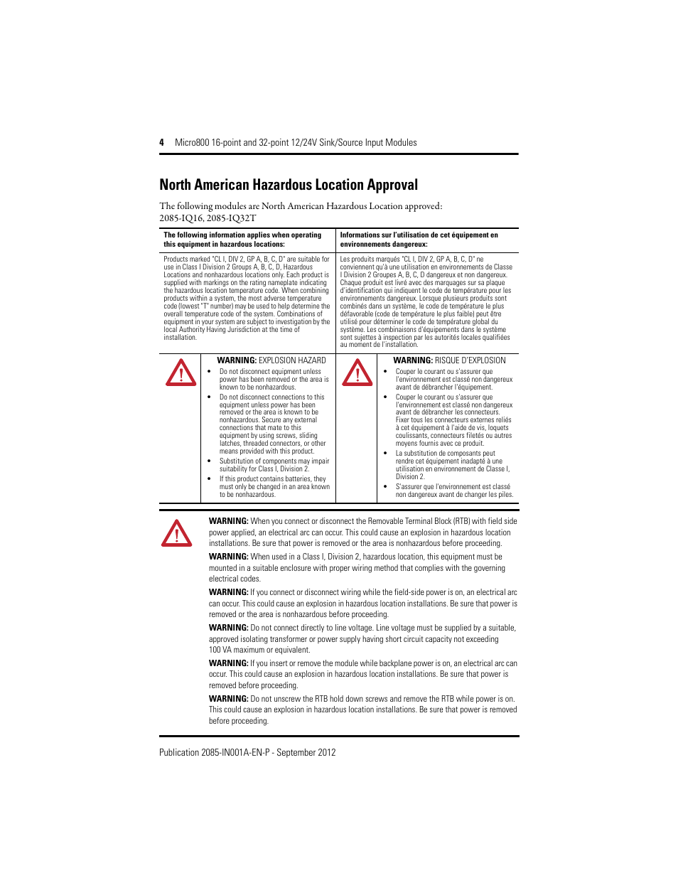 North american hazardous location approval | Rockwell Automation 2085-IQ16_IQ32T 24V DC 16 and 32 Sink/Source Input Modules User Manual | Page 4 / 16