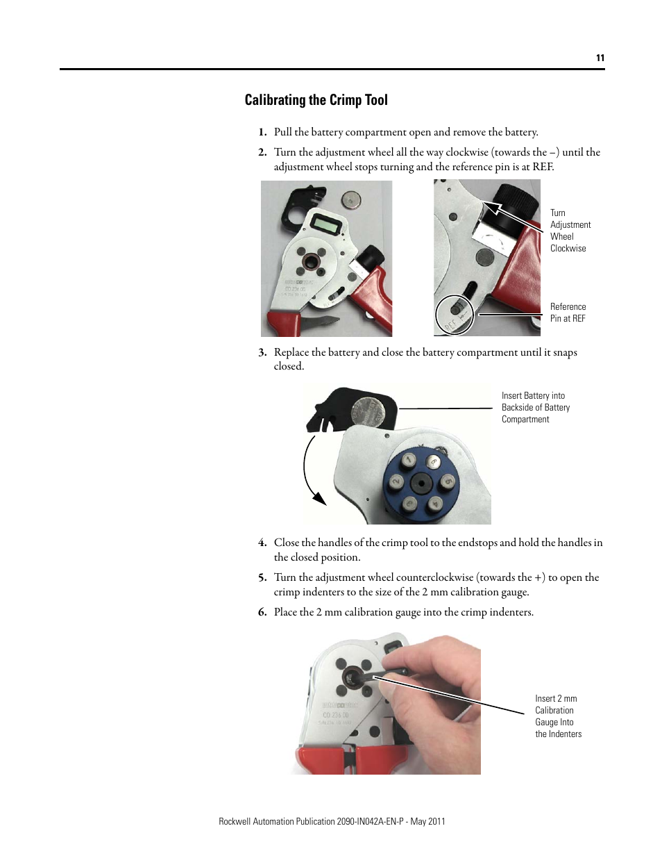 Calibrating the crimp tool | Rockwell Automation 2090-Series Circular-DIN Connector Kits, Flange Kits, and Crimp Tools User Manual | Page 11 / 32