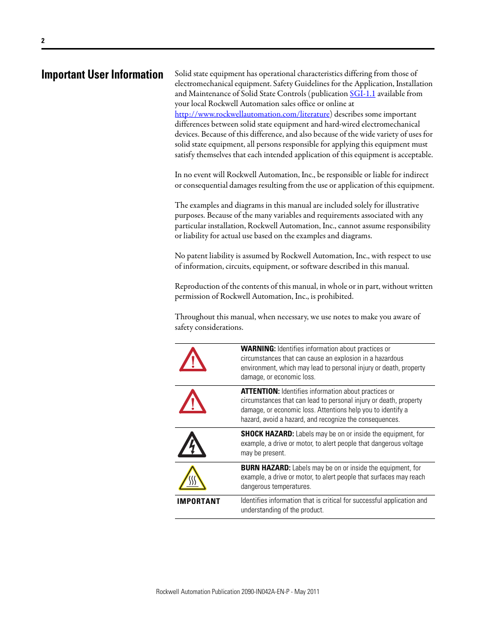 Important user information | Rockwell Automation 2090-Series Circular-DIN Connector Kits, Flange Kits, and Crimp Tools User Manual | Page 2 / 32