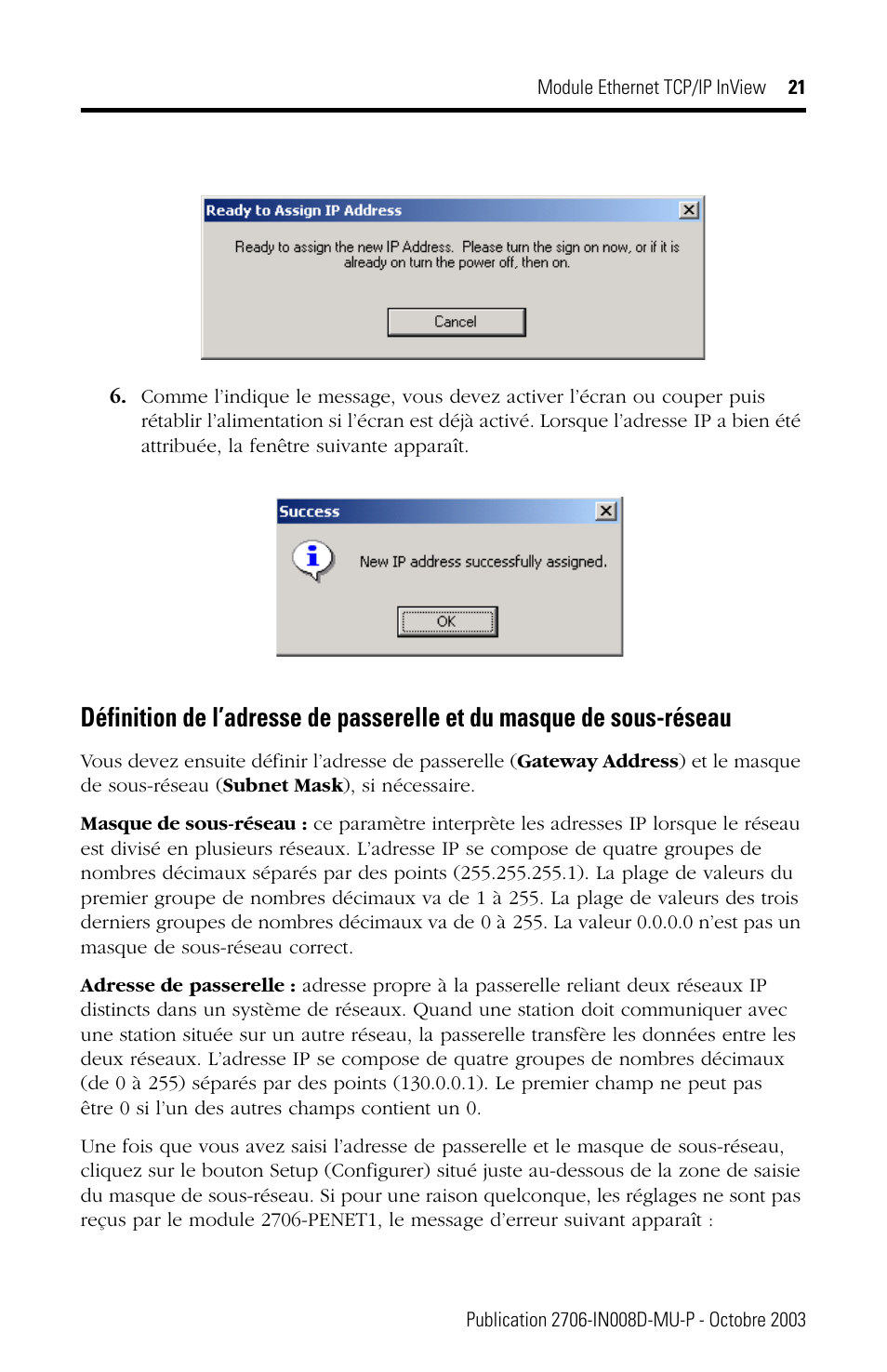 Rockwell Automation 2706-PENET1 InView Ethernet TCP/IP Module User Manual | Page 21 / 64