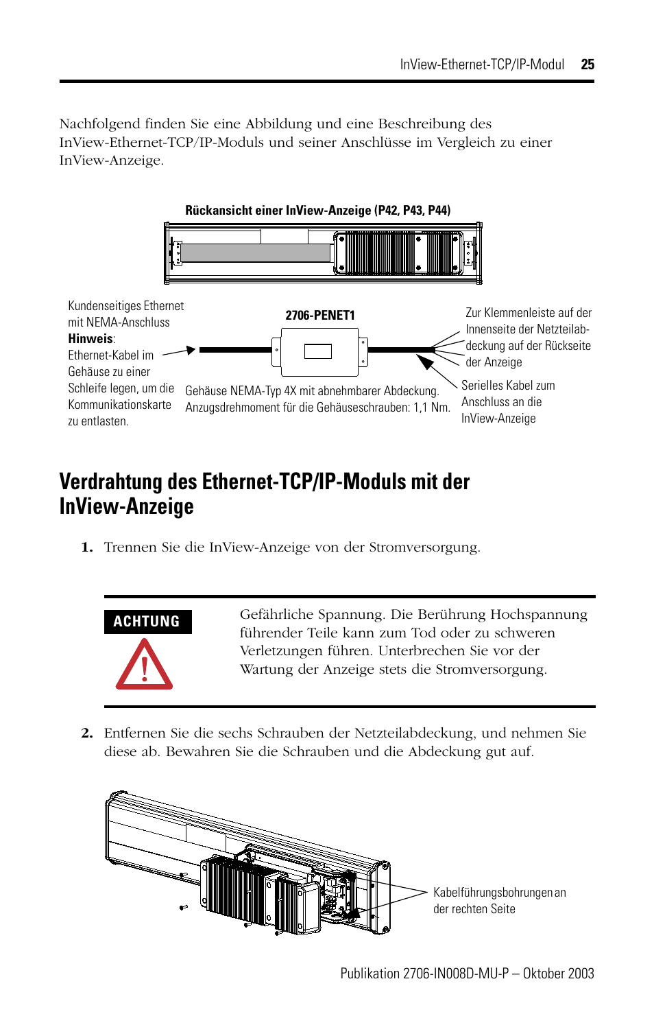 Rockwell Automation 2706-PENET1 InView Ethernet TCP/IP Module User Manual | Page 25 / 64