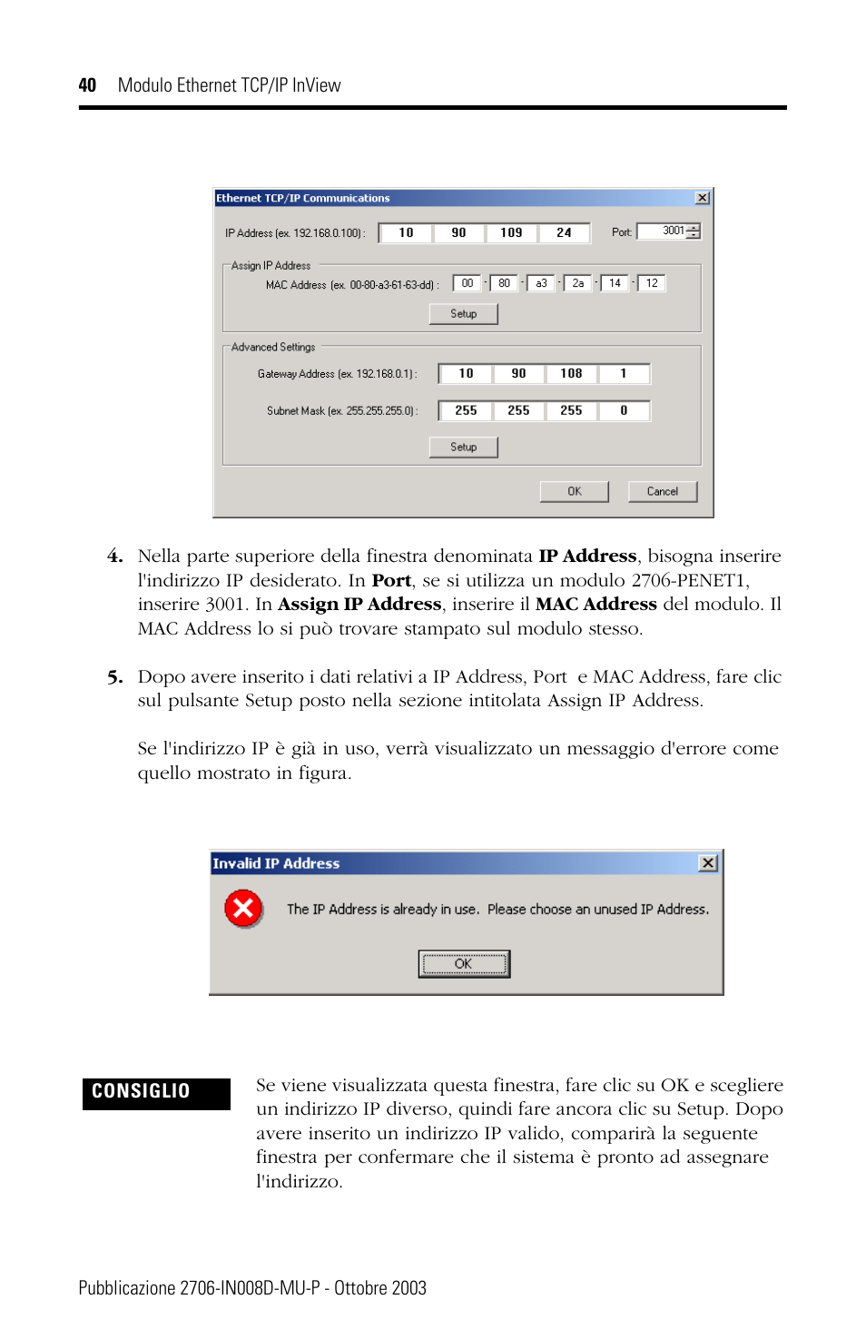 Rockwell Automation 2706-PENET1 InView Ethernet TCP/IP Module User Manual | Page 40 / 64