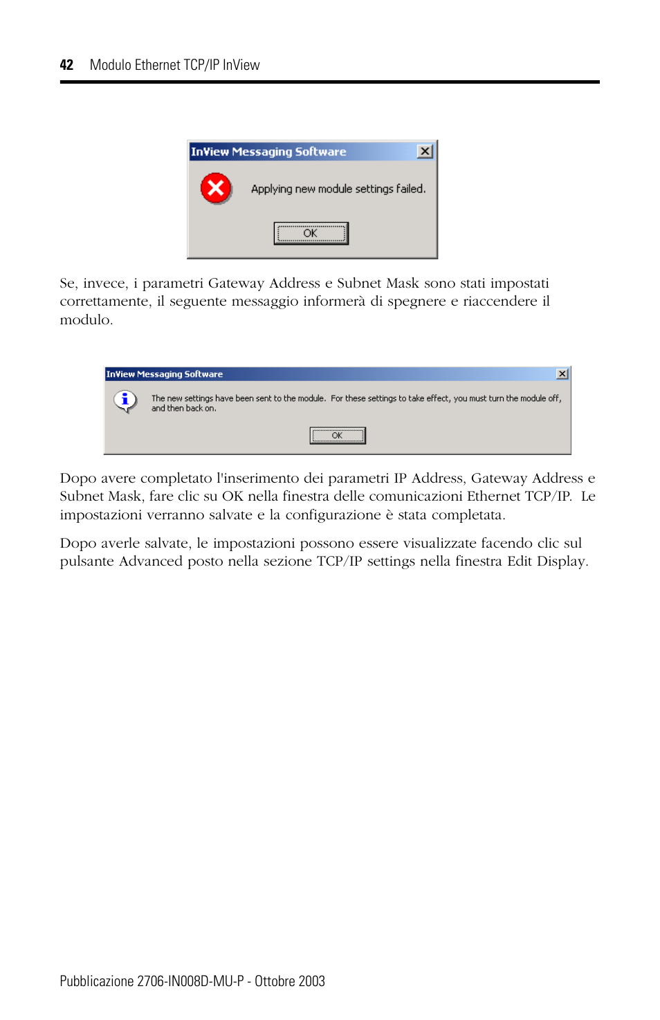Rockwell Automation 2706-PENET1 InView Ethernet TCP/IP Module User Manual | Page 42 / 64