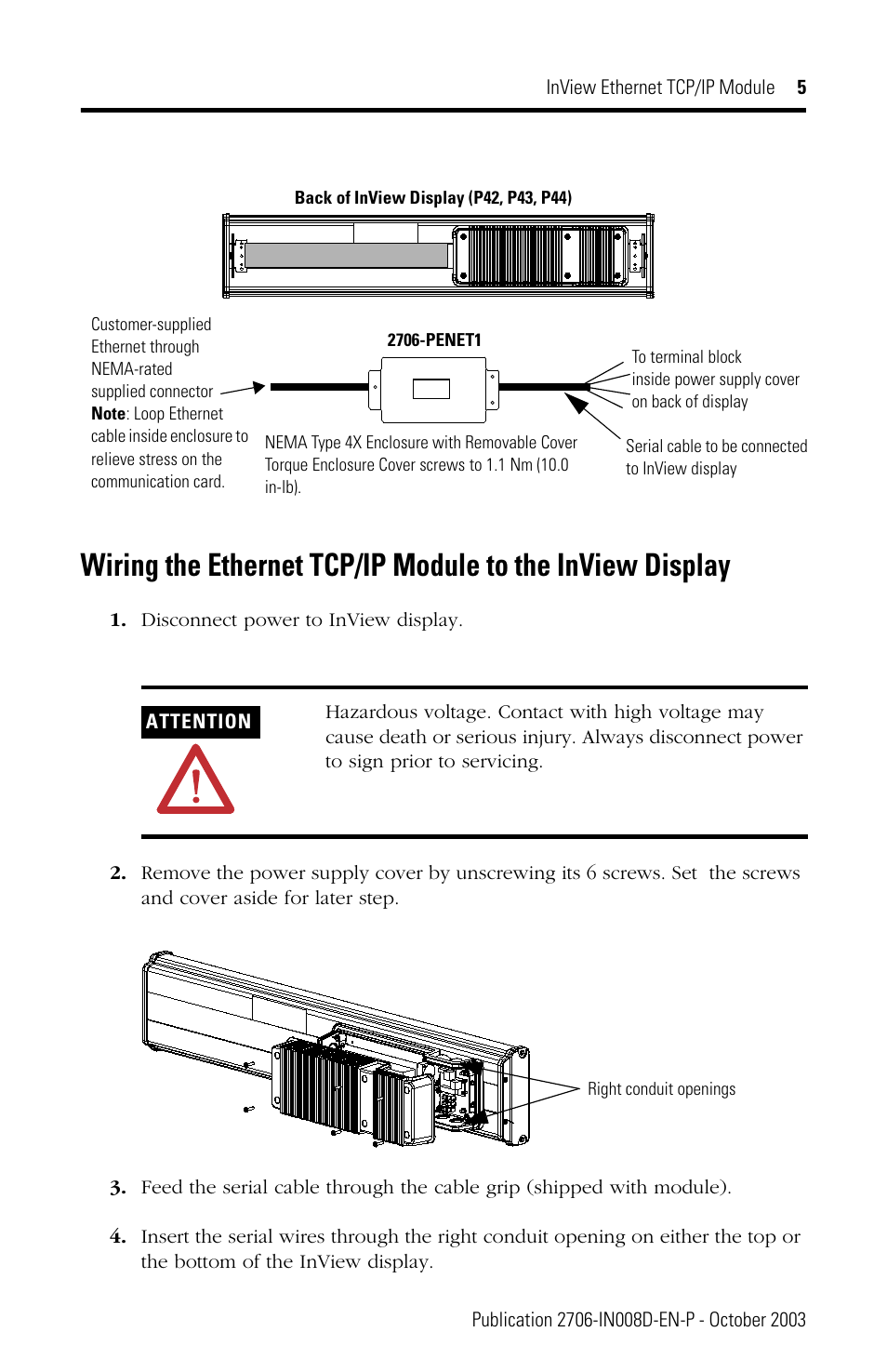 Rockwell Automation 2706-PENET1 InView Ethernet TCP/IP Module User Manual | Page 5 / 64