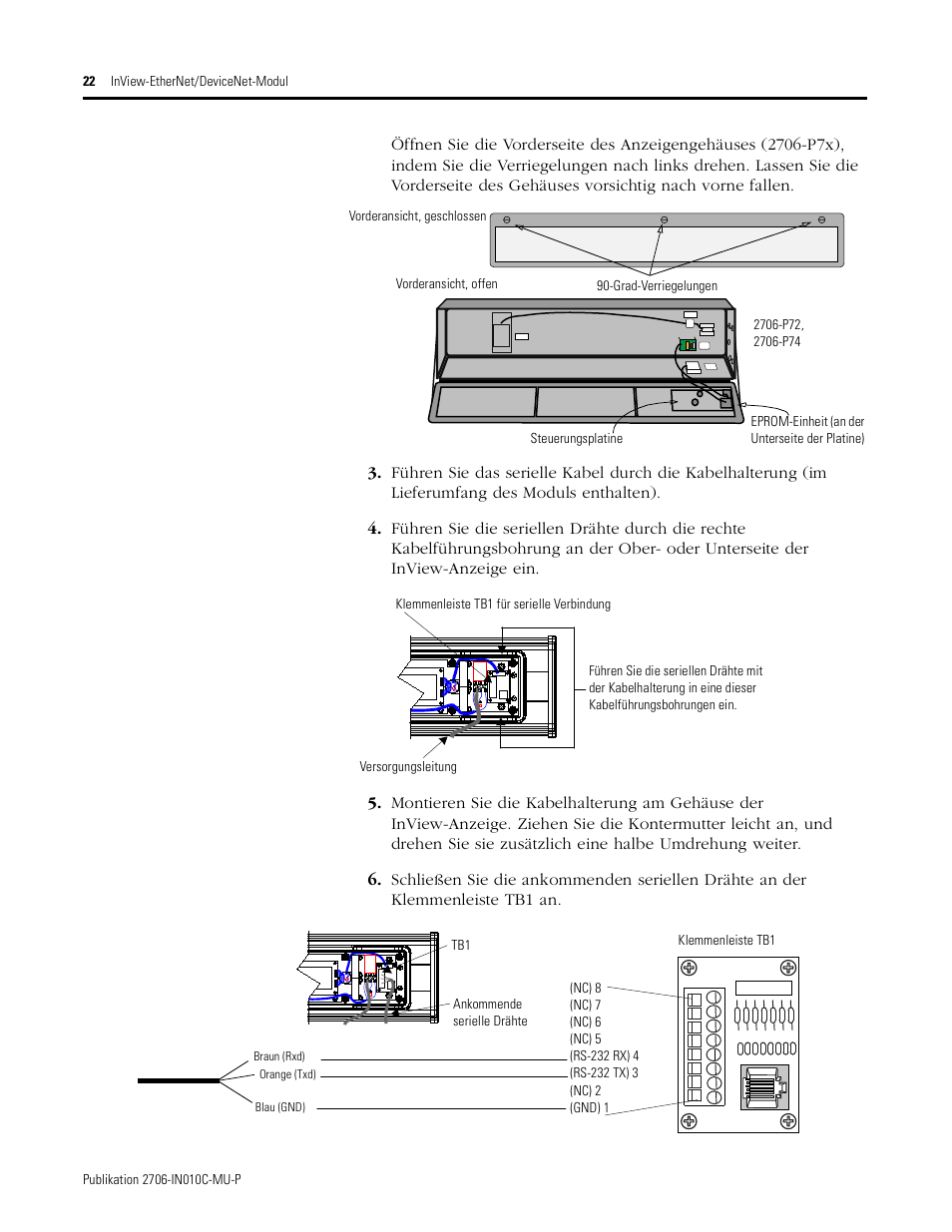 Rockwell Automation 2706-PENI_PDNI InView EtherNet/IP Module and InView DeviceNet Module Install Inst User Manual | Page 22 / 53