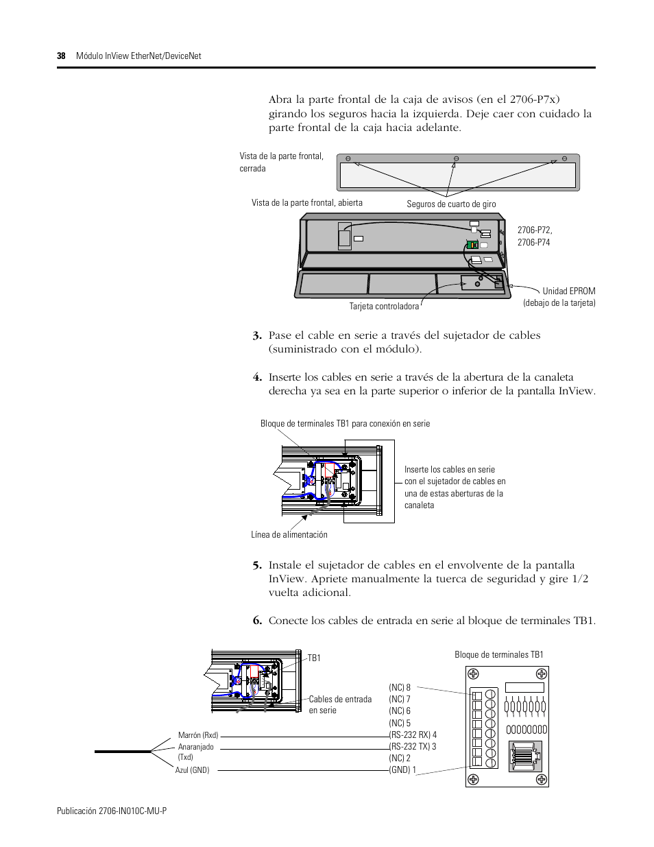 Rockwell Automation 2706-PENI_PDNI InView EtherNet/IP Module and InView DeviceNet Module Install Inst User Manual | Page 38 / 53
