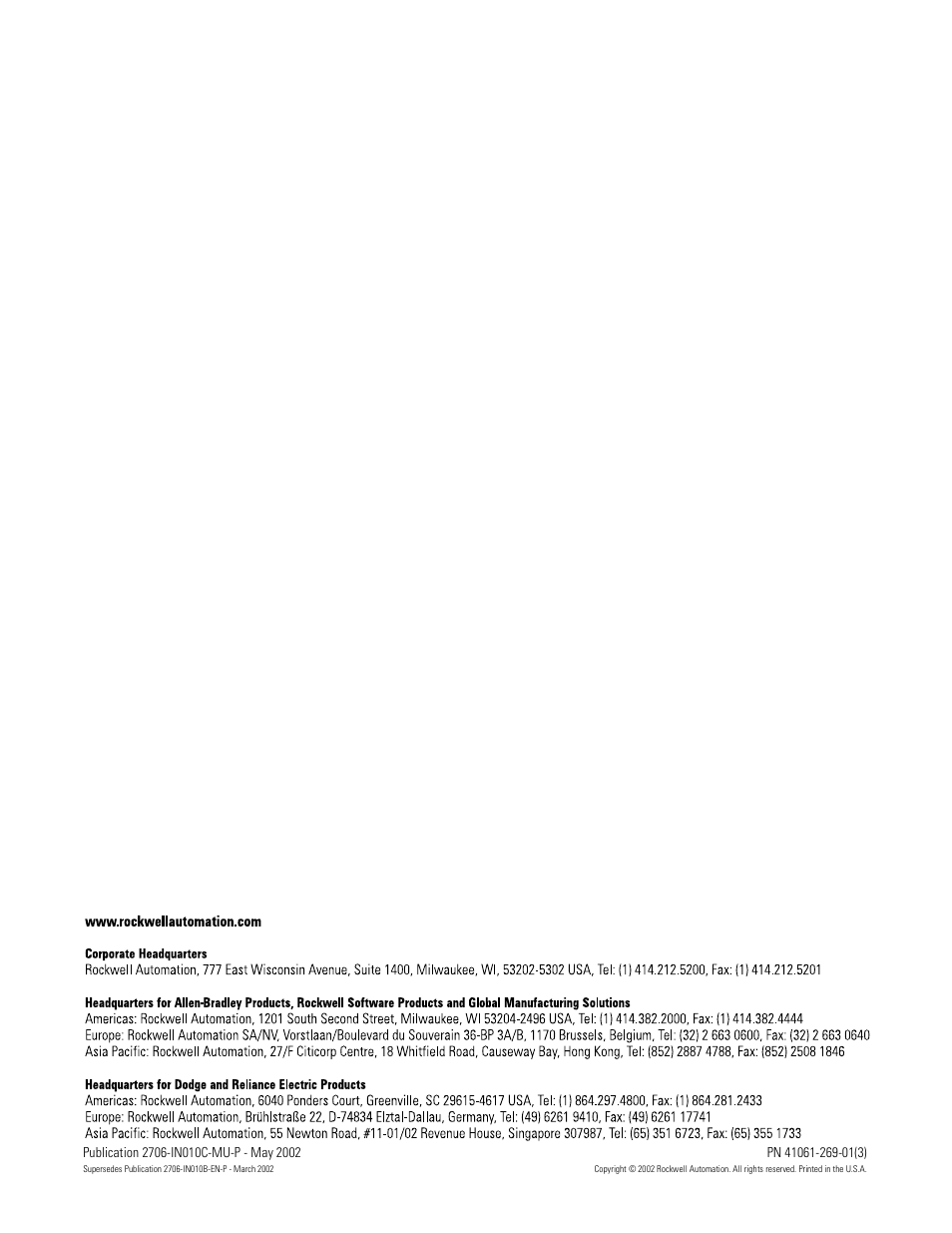 Back cover | Rockwell Automation 2706-PENI_PDNI InView EtherNet/IP Module and InView DeviceNet Module Install Inst User Manual | Page 53 / 53