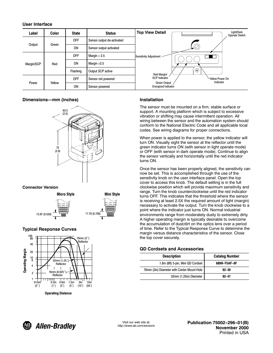 Rockwell Automation 9000 UL325 Recognized Sensors User Manual | Page 2 / 2