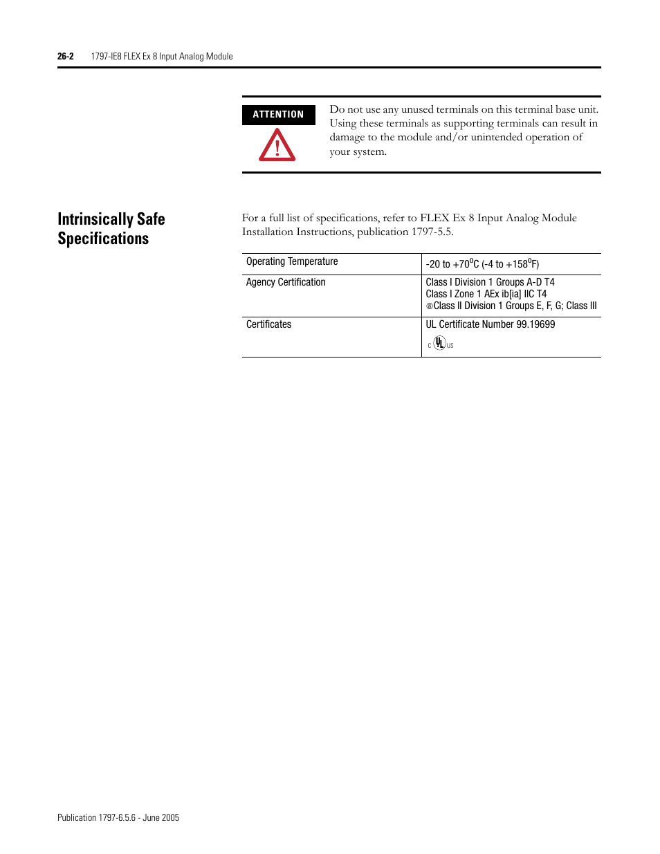 Intrinsically safe specifications, Intrinsically safe specifications -2 | Rockwell Automation 1797-XXX FLEX Ex System Certification Reference Manual User Manual | Page 122 / 252