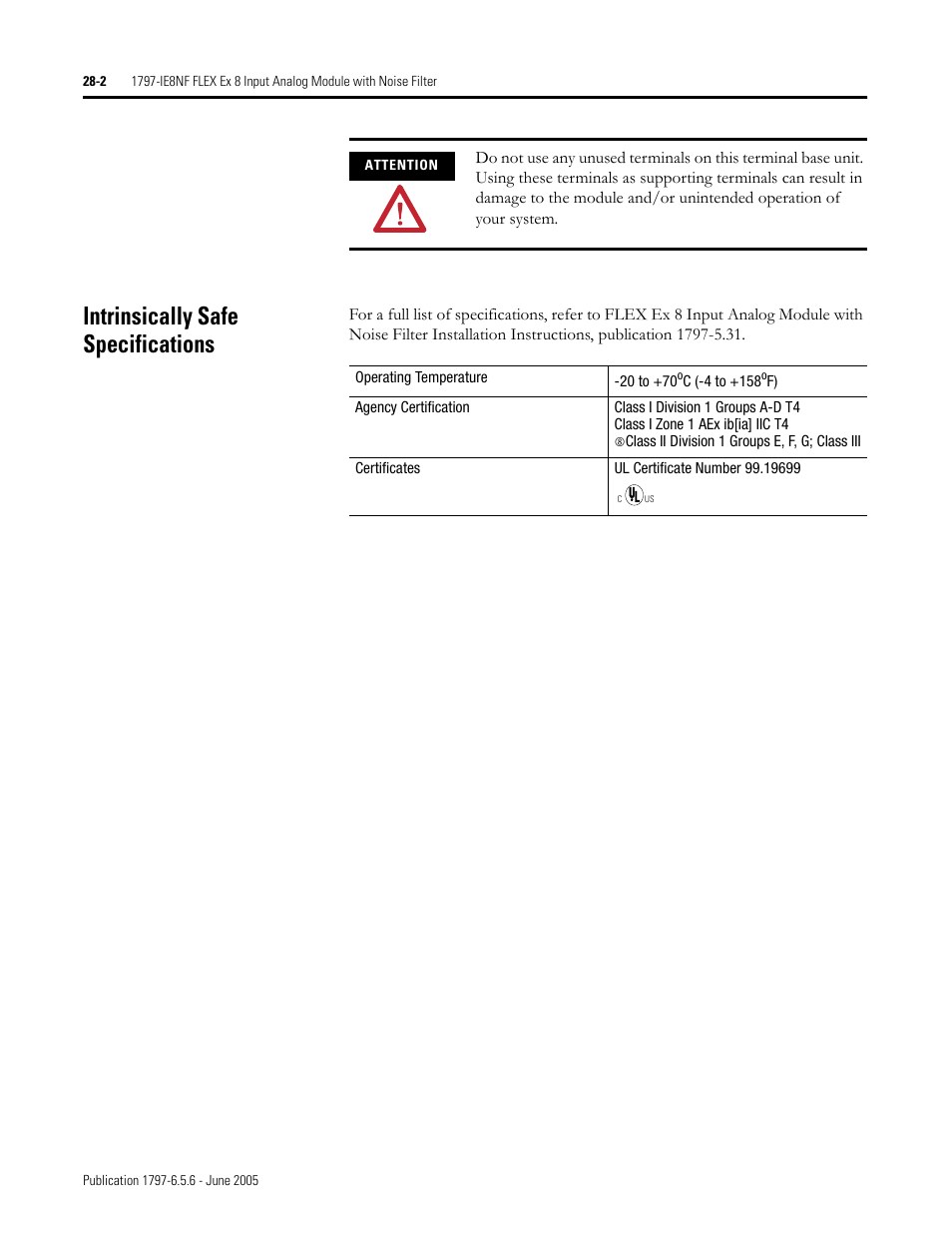 Intrinsically safe specifications, Intrinsically safe specifications -2 | Rockwell Automation 1797-XXX FLEX Ex System Certification Reference Manual User Manual | Page 134 / 252