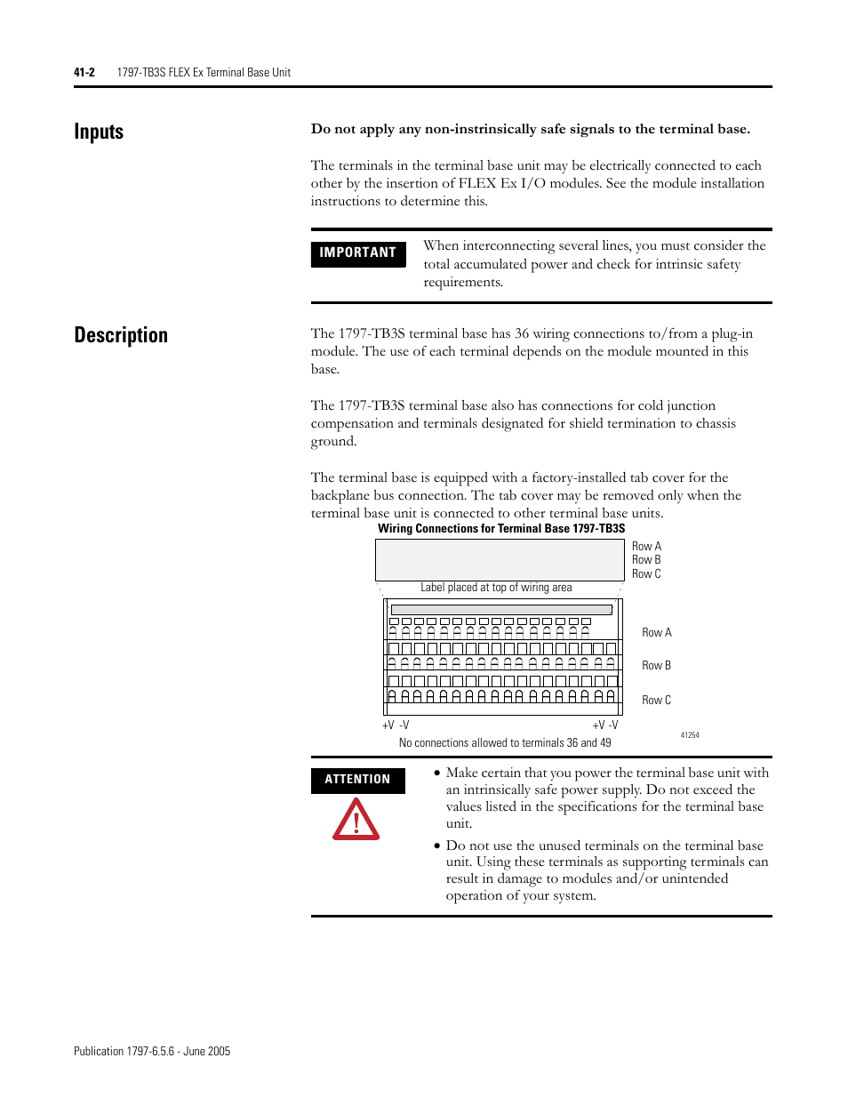 Inputs, Description, Inputs -2 description -2 | Important, Attention | Rockwell Automation 1797-XXX FLEX Ex System Certification Reference Manual User Manual | Page 188 / 252